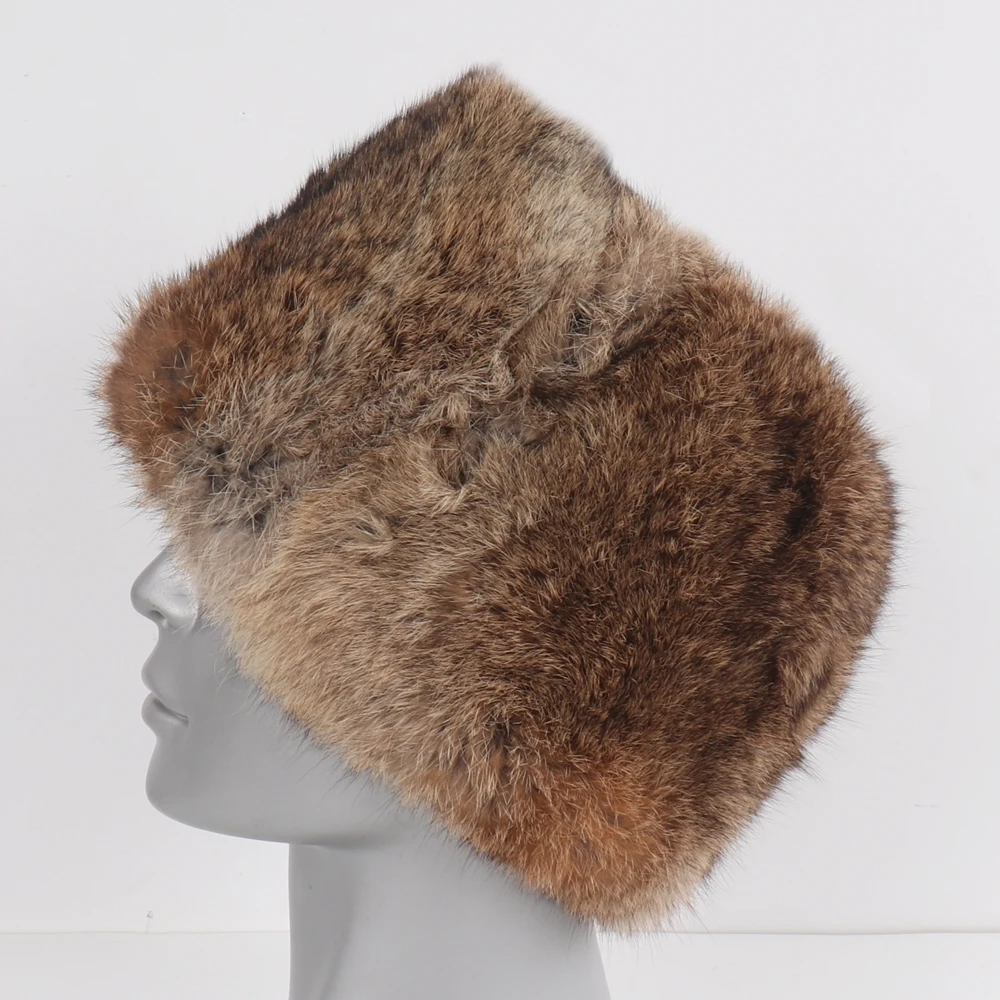 Шапка бомбер зимняя уличная мужская шапка из натурального кроличьего меха