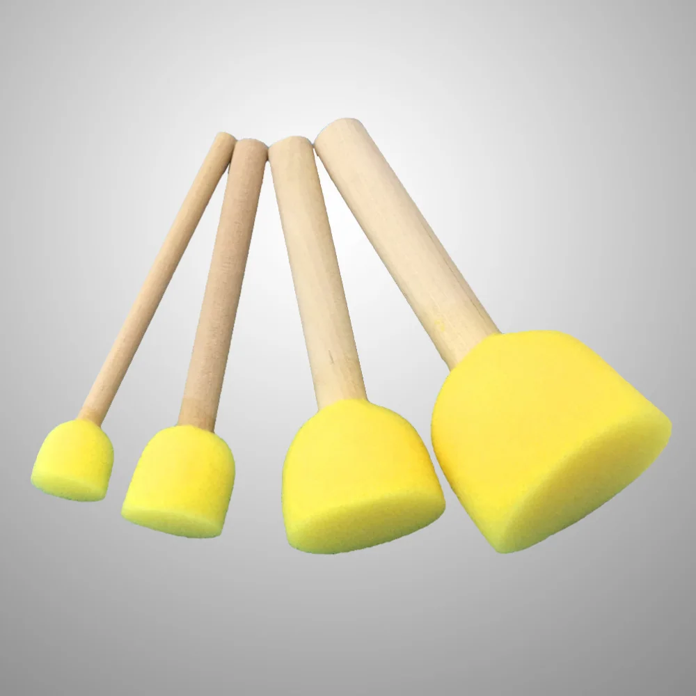 

24Pcs Assorted Size Round Sponges Brush Set Kids Painting Tools Stippler (6 Sets)