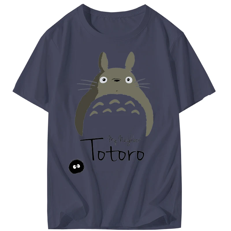t-shirt men Singing Men's T-Shirt Neighbor Totoro in the Rain Top Japanese Anime Teen Black Clothing Cotton | Мужская одежда