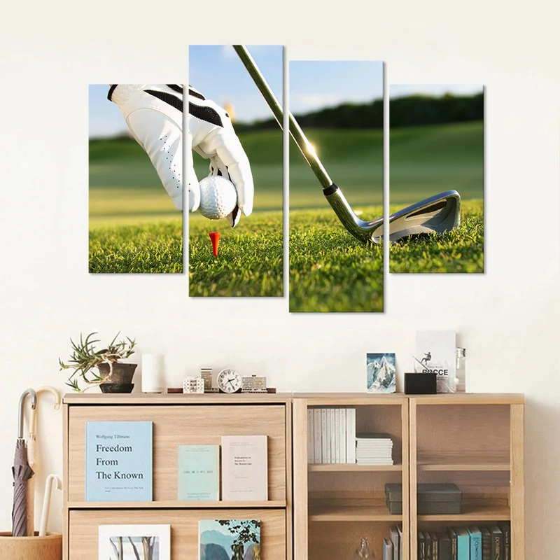 HD игры в гольф 4 панели холст Художественная живопись досуг спорт картины