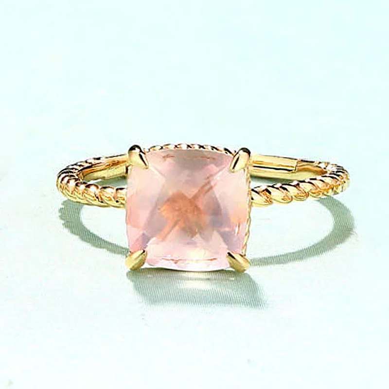 SA SILVERAGE Little Finger Ring for Women Fresh Tail Ring and Adjustable Opening Trendy Pink Crystal Lotus Stone Ring Simple