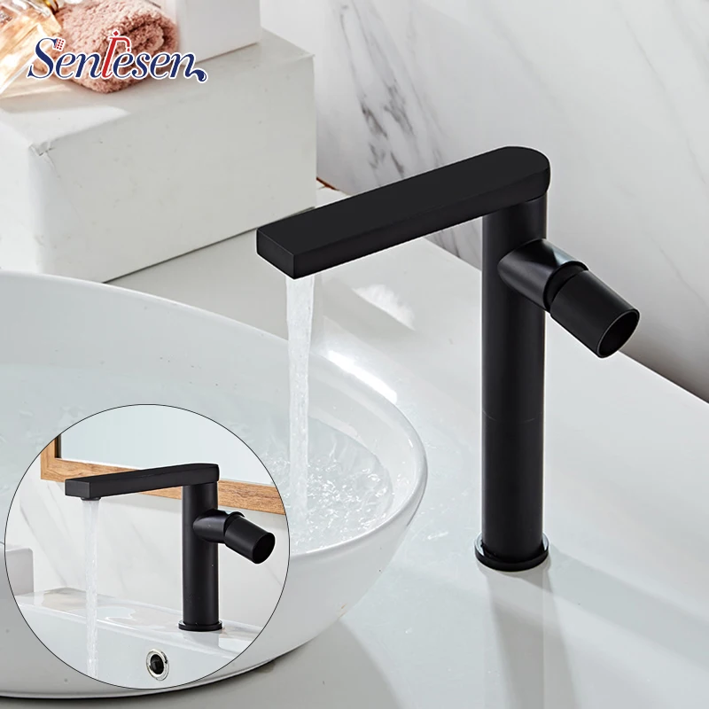 Смеситель для ванной комнаты Senlesen Torneira Faucet Bathroom Basin Blacken Golden с горячей и холодной водой, одинарное отверстие, латунь, роскошный испанский дизайн.