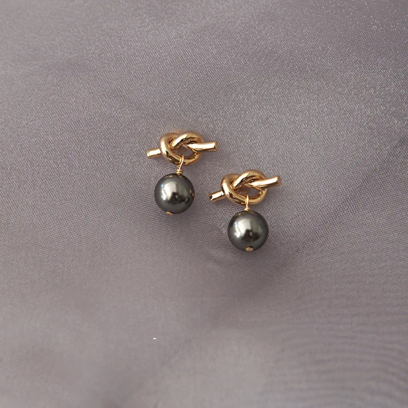 Женские серьги подвески с серыми и черными жемчужинами|Серьги-подвески| |