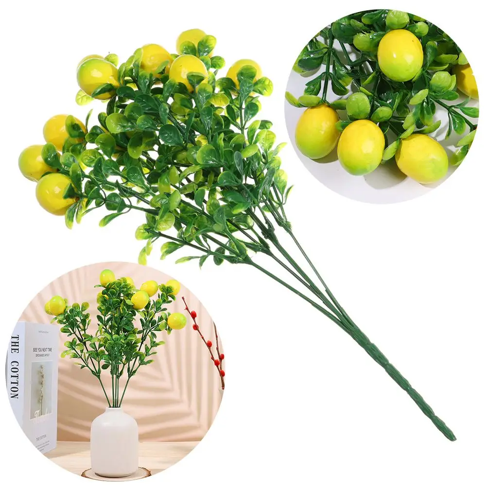 

Holiday Greenery Decoration Table Centerpiece Bonsai Lemon Tree with Green Leaves Lemon Branch Fruit Artificial