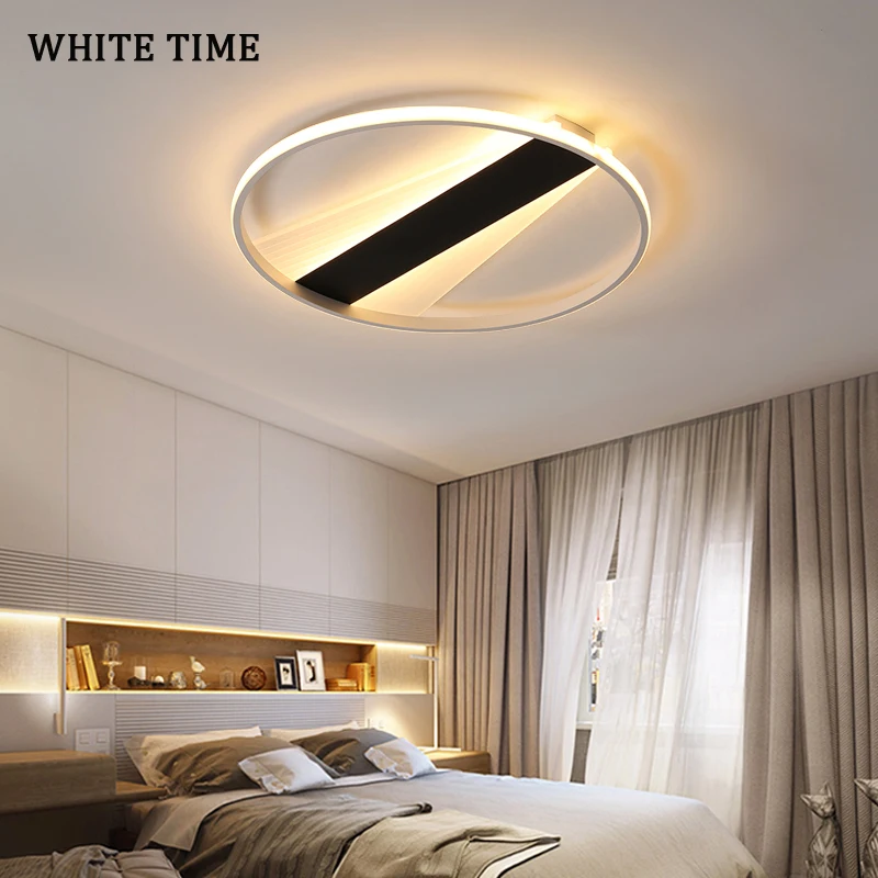 

Светодиодный потолочный светильник, акриловая лампа для спальни, гостиной, столовой, кухни, осветительный прибор черного и белого цветов
