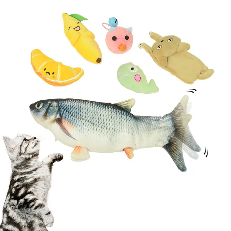 

Cat Electric Toy Set USB Rechargeable Wagging Tail Simulation Fish Carrot Suit ( Fish Comes With Three Bags Of Catnip) 2021