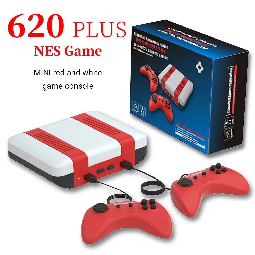 

Retro Red White Mini Handheld Game Console Double Person 8 Bit FC 256M TV Player Built In 620 Classic Games Consoles for NES