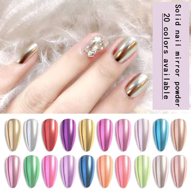 

20 Styles Nail Solid Magic Mirror Powder 20 Colors Mirror Chameleon Powder Nail Ice Transparent Aurora Powder Nail Glitter