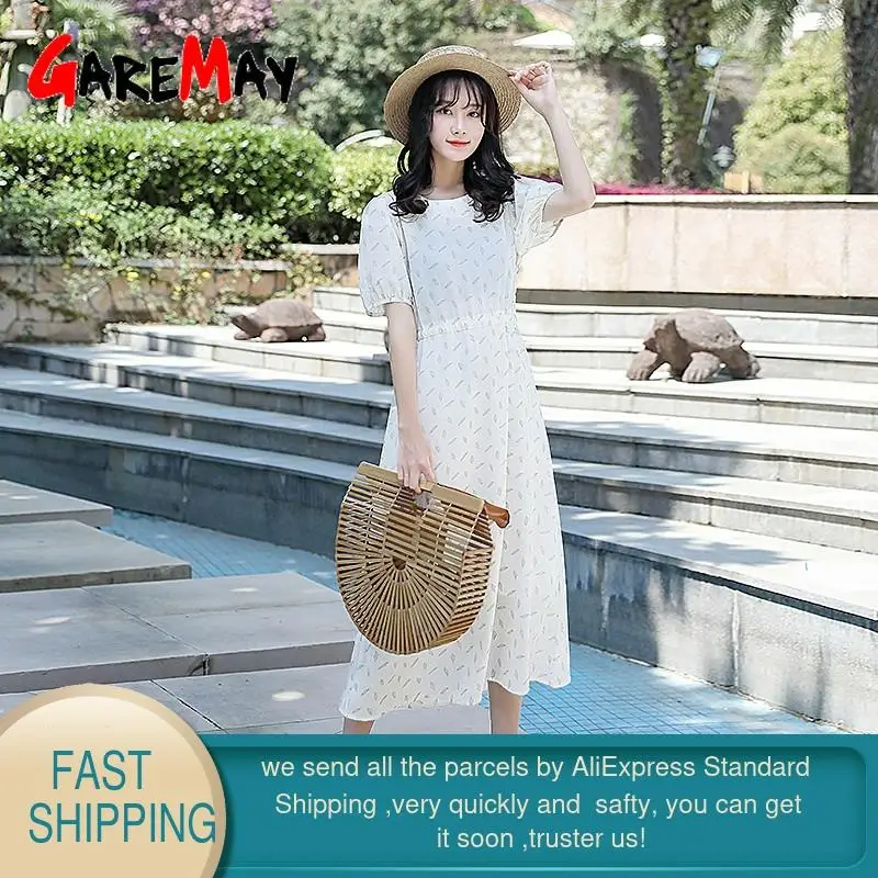 Женское шифоновое платье с коротким рукавом Garemay белое повседневное Макси цветочным принтом лето 2020|Женские