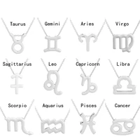 chandler black 12 zodiac sign necklace pendant enamel astrology constellation star clavickle chain choker trendy birthday