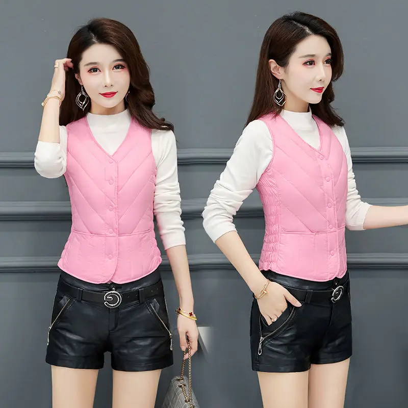 Женская куртка жилет осенне-зимняя пуховая подкладка с хлопковой подкладкой