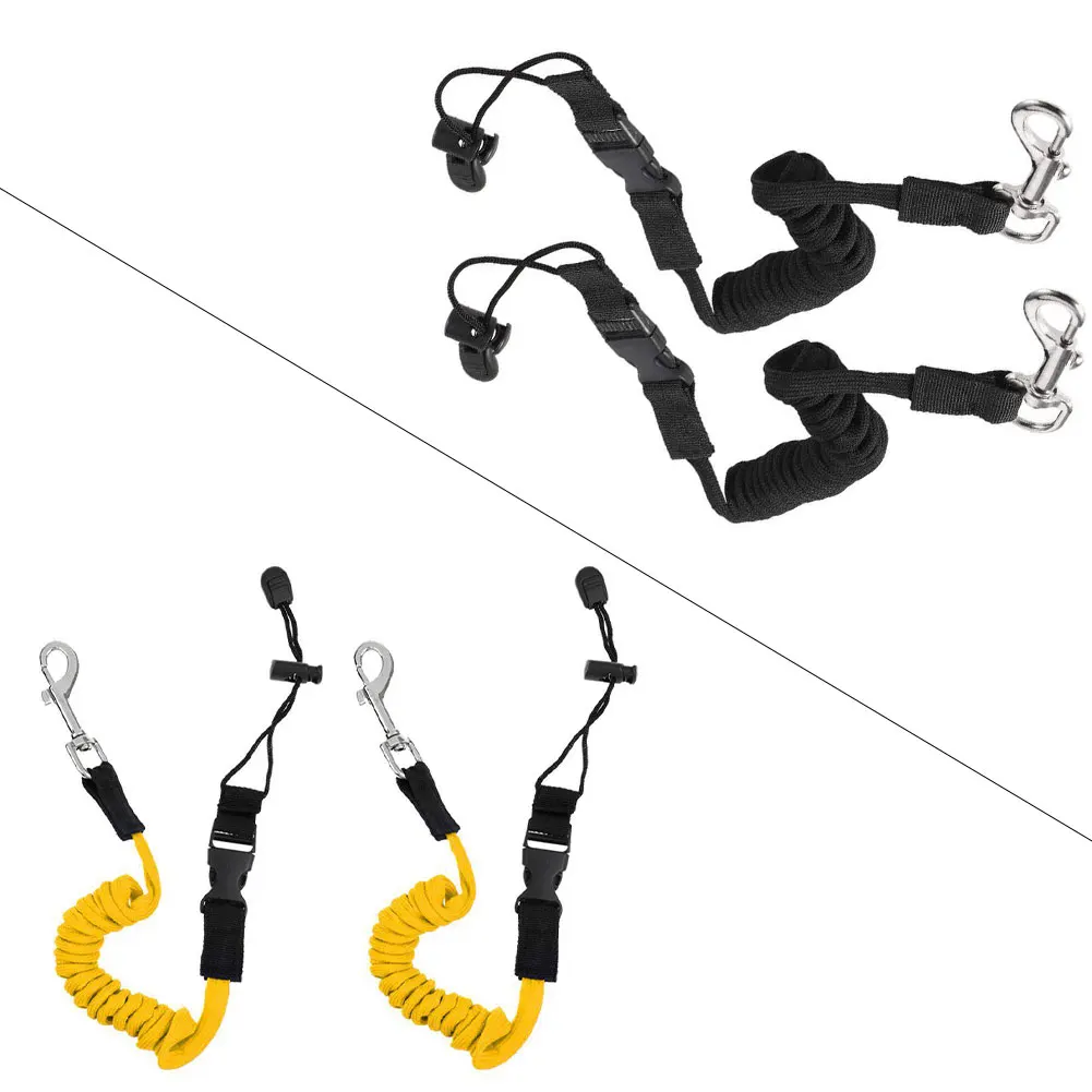 

2PCS Kayak Paddle Leash Universal Adjustable Canoeing Safety Elastic Rope Accessory Arabiner Leash Rowing Boats Lanyard