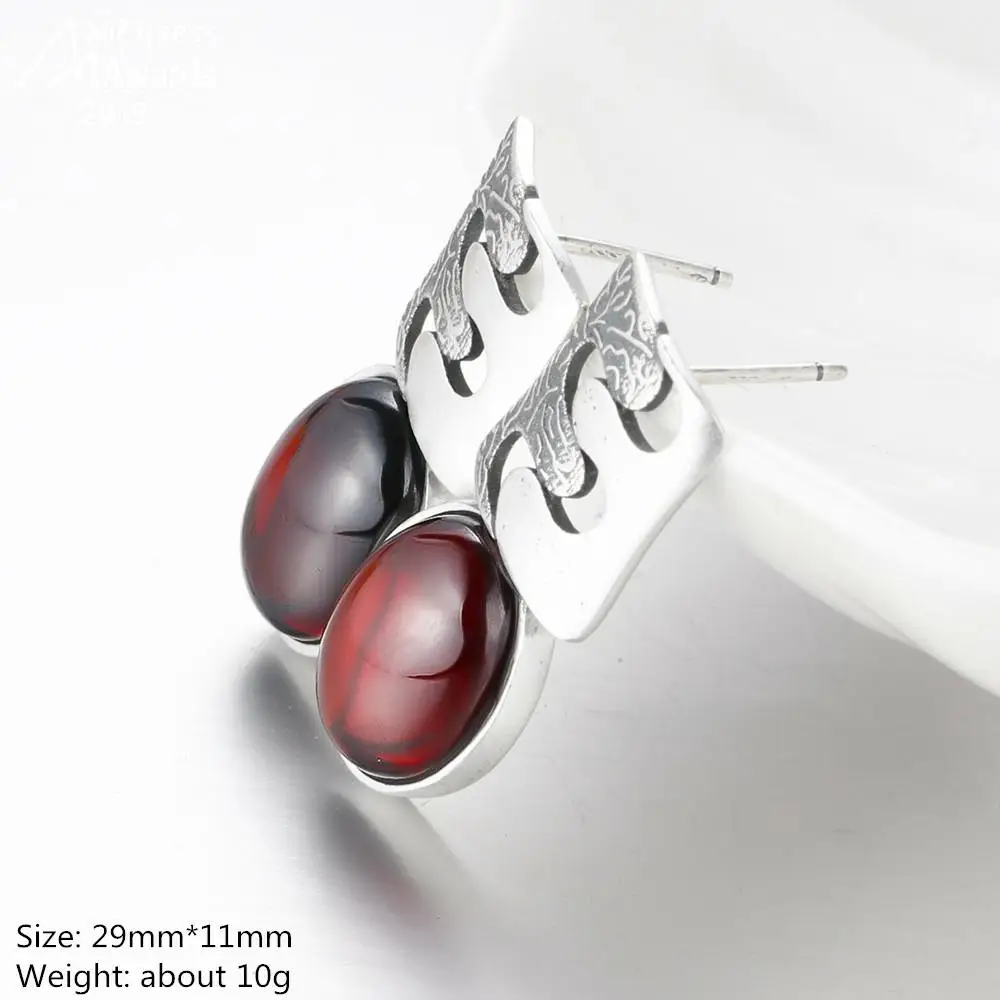 Женское ювелирное изделие из серебра 925 пробы сережки в ретро стиле рубина и яшмы
