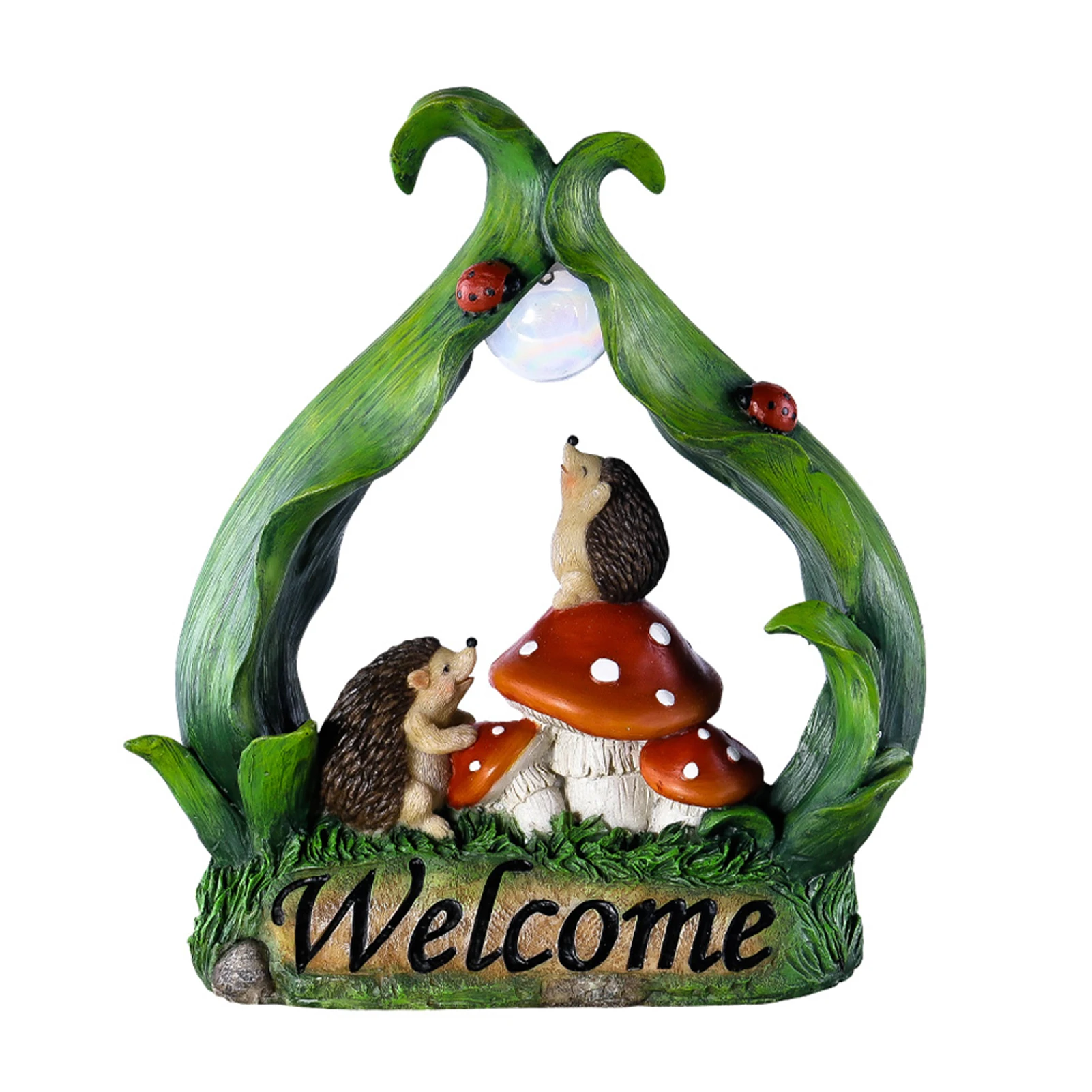 

Lawn Resin Gift Garden Statue DIY With LED Light Hedgehog Mushroom Solar Powered Simulation Animal Hedgehog Mushroom Ornaments