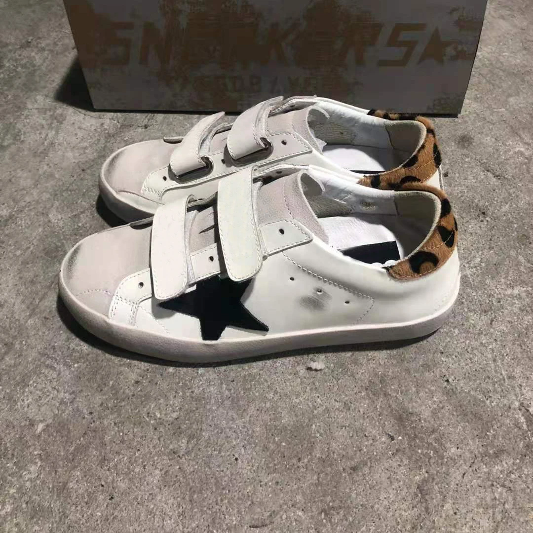 

Vallu 2020 leather stitching dirty retro casual comfortable and versatile main Velcro flat sneakers