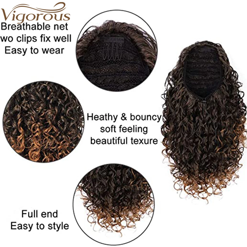 Synthetic Drawstring Puff Ponytail Afro Kinky Curly Hair Extension Synthetic Clip in Pony Tail African American Hair Extension