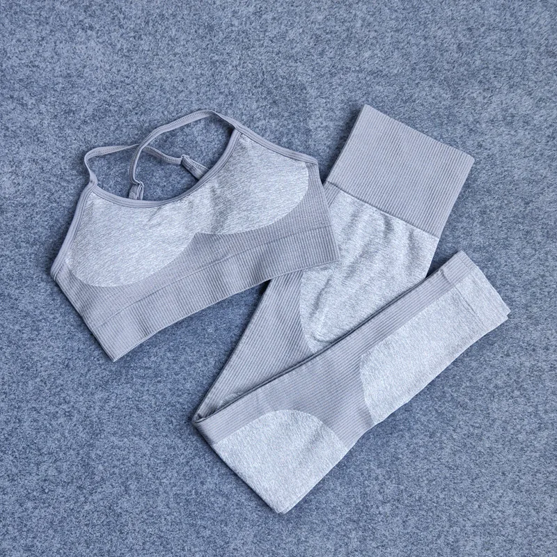 Комплект из 2 предметов для йоги высокая талия Бесшовные Капри/бюстгальтер на