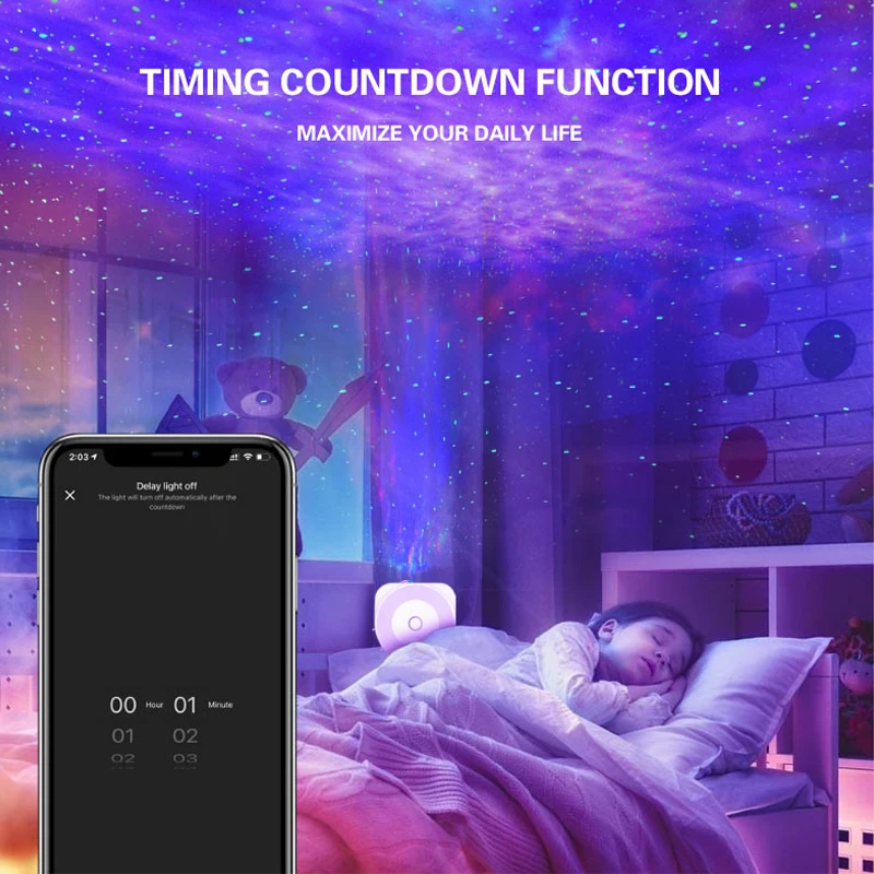 Led Galaxy projector luminous music player remote control star rotation children bedroom lamp gift interior decoration | Лампы и