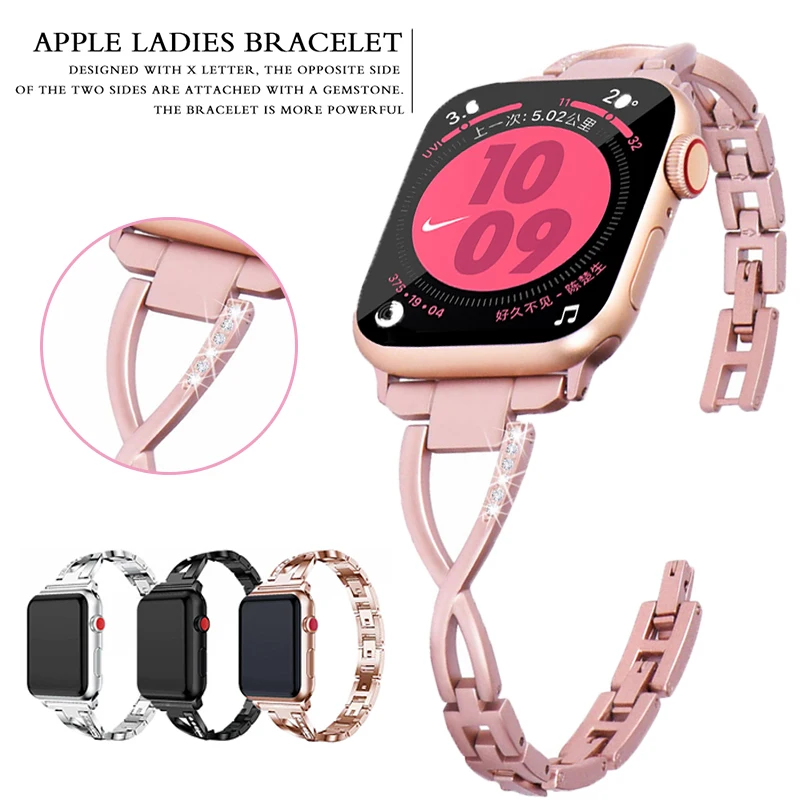 

Apple Watch ladies' diamond strap, strap 38mm-44mm series 6 5 4 3 2, stainless steel bracelet
