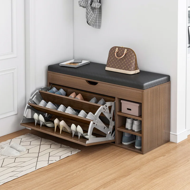 

Nordic Shoe Storage Rack Entrance With Shoe Changing Stool Household Shoe Cabinet Household Entrance Bench Shoes Organizer Shelf