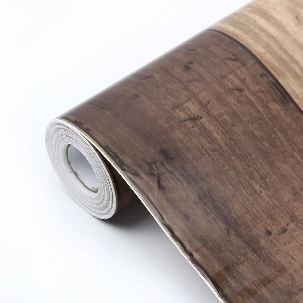 ПВХ клейкая виниловая деревянная настенная бумага для дверей шкафа кухни