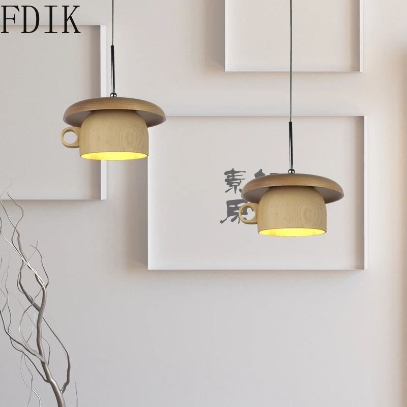 Креативная деревянная чайная чашка подвесные светильники для спальни