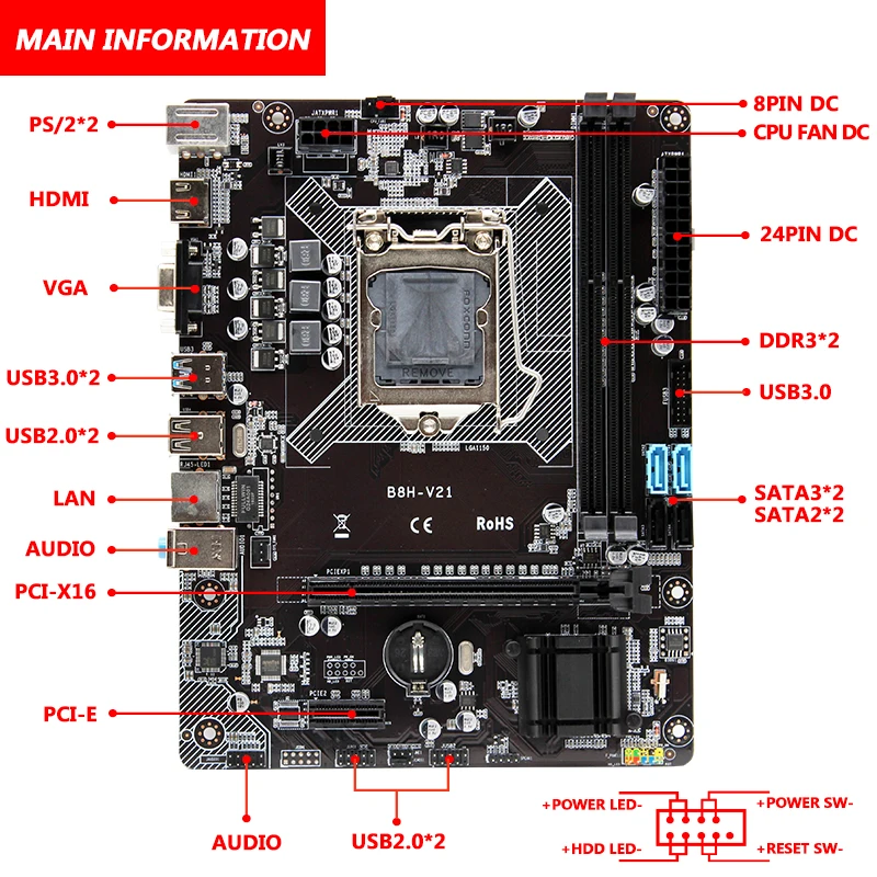 Комплект материнской платы H81 LGA1150 для настольных ПК с процессором Intel G1820 и