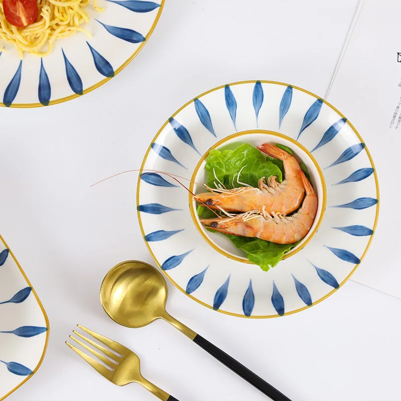 Kopen Japanse Stijl Orchidee Gras Servies Set Handgeschilderde Gerechten Servies Creatieve Ramen Kom Soepkom Relatiegeschenken