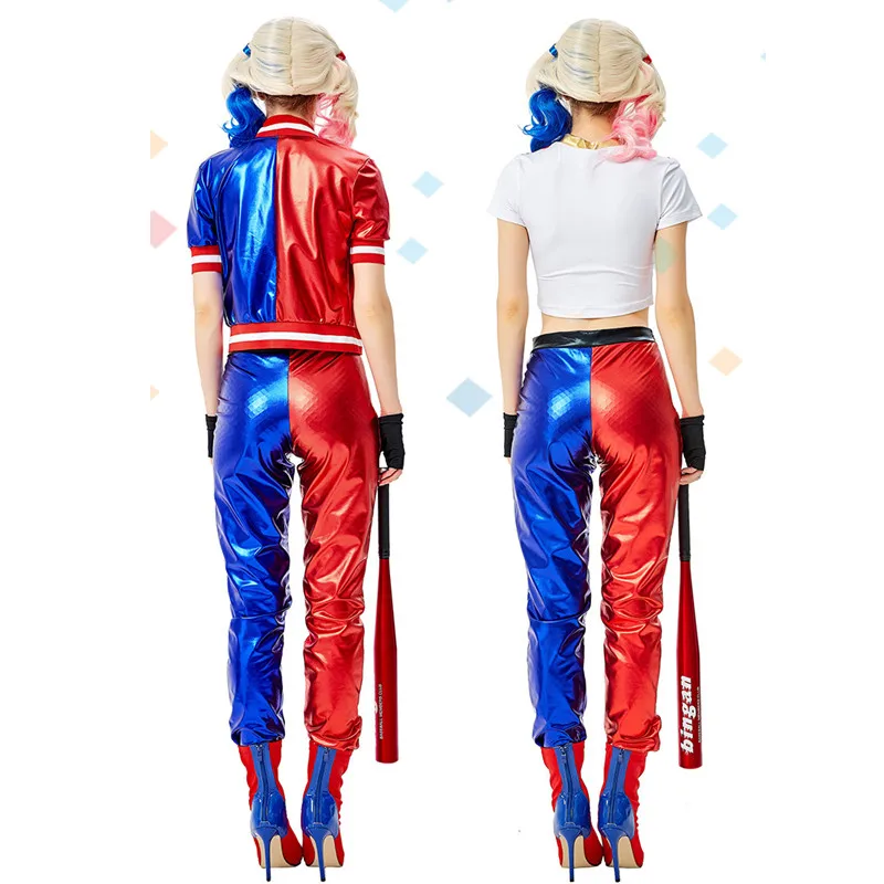 S-XXL для женщин Хэллоуин Цирк Клоун droll костюмы для шутников женский отряд самоубийц Харли Квинн косплей карнавал Пурим бар вечерние платья