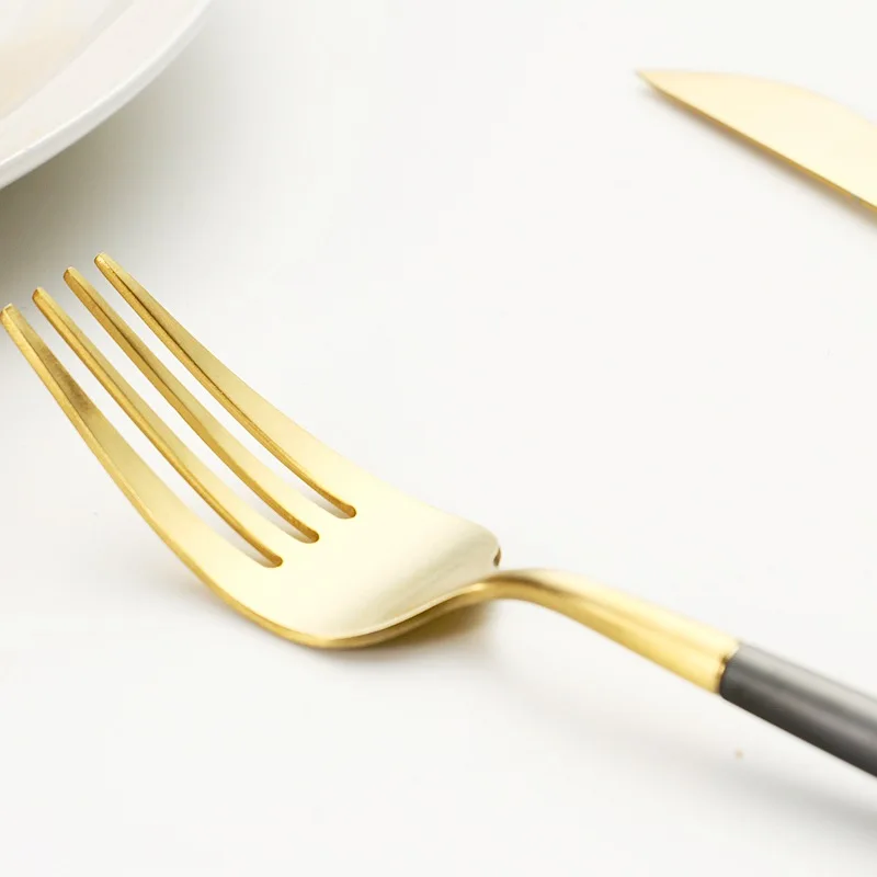 Золотой столовый набор из вилок Нержавеющая сталь столовая ложка Кухня