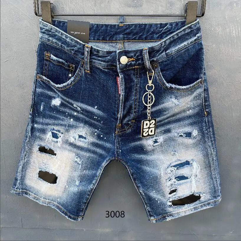 summer pantalones vaqueros cortos para hombre, Shorts ajustados e informales de alta calidad, ropa DSQUARED2
