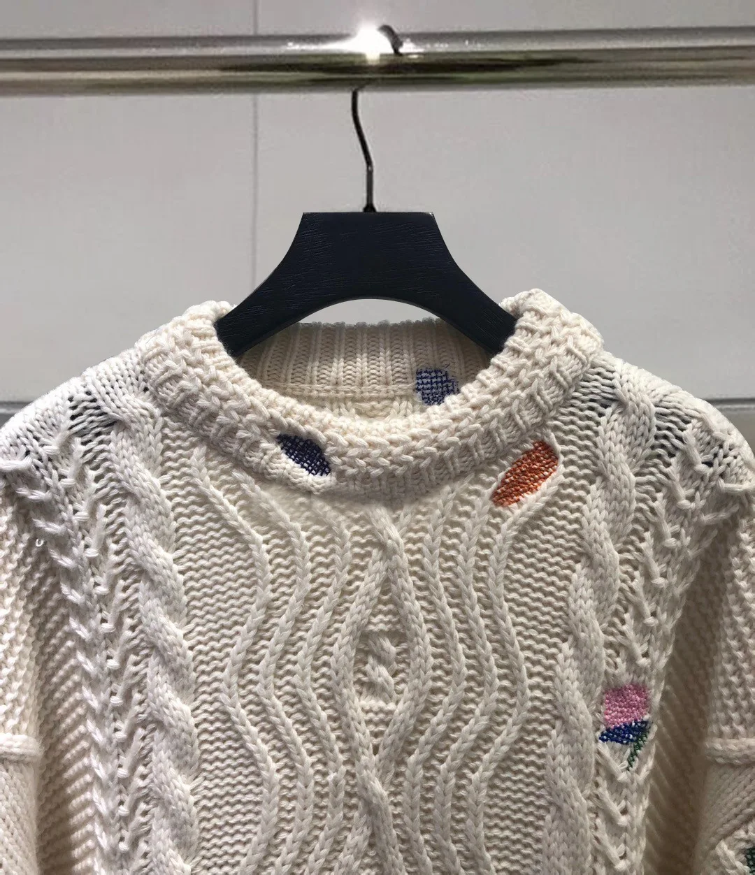 

Women Sweater 2021 Autumn and Winter Loose Round Neck Pullover Color Embroidery Sweater Women Wool Sweater