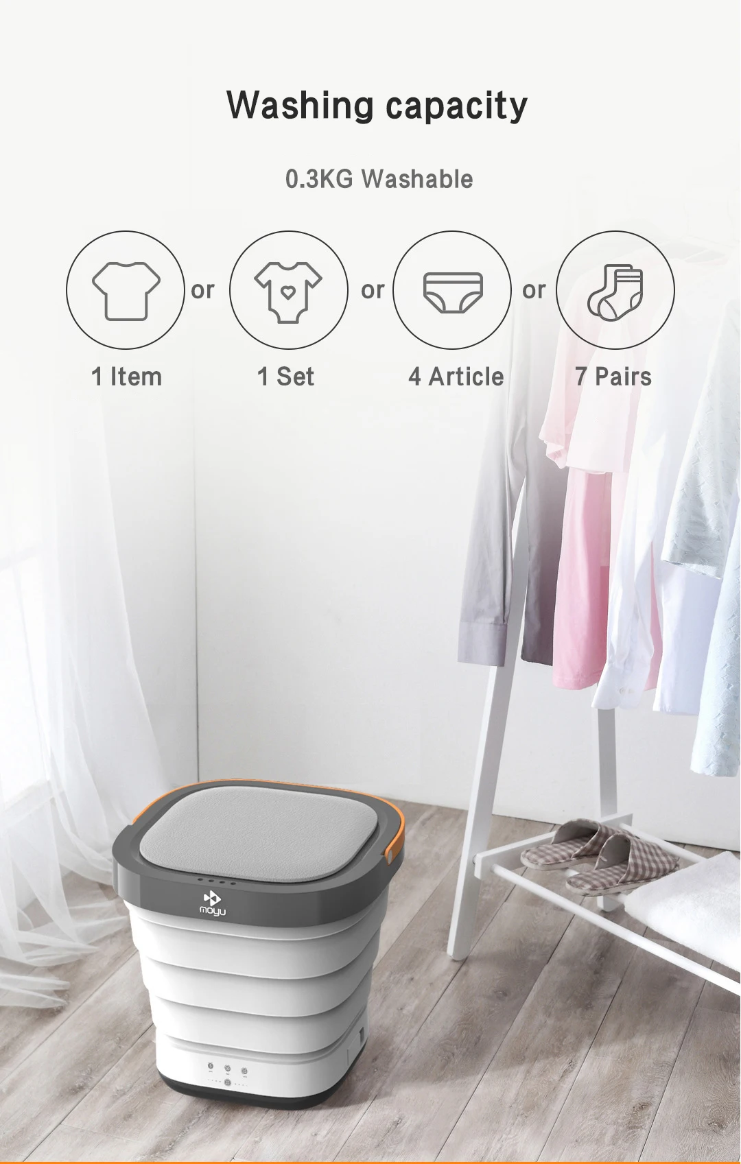 YUEWO Underwear washing and cleaning machine Mini automatic and convenient folding travel business clothes washing machine