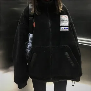 Женская Двухсторонняя куртка из плюша ягненка, толстая Свободная куртка с бархатной подкладкой, в стиле ретро, M99, для зимы, 2020