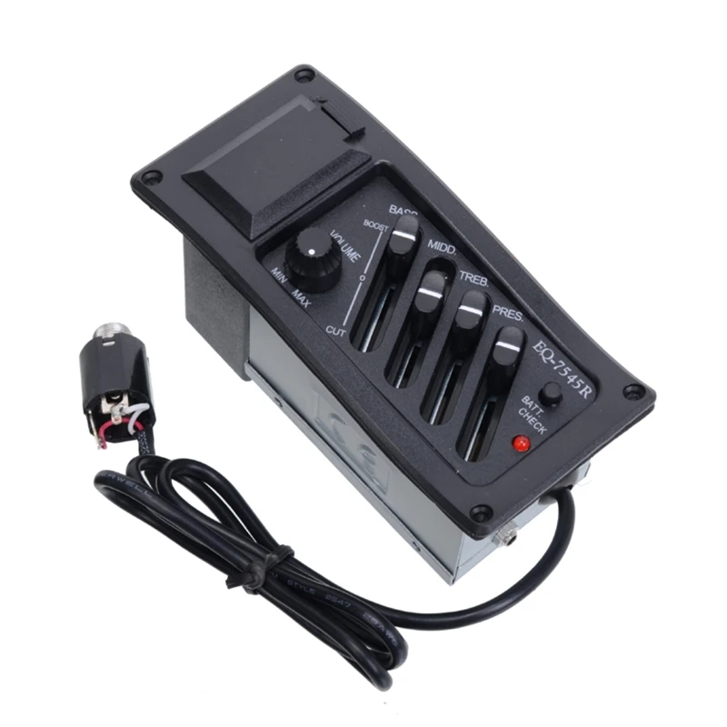 

4-Band EQ Equalizer Piezo Pickup EQ-7545R Acoustic Guitar Preamp Amplifier Tuner