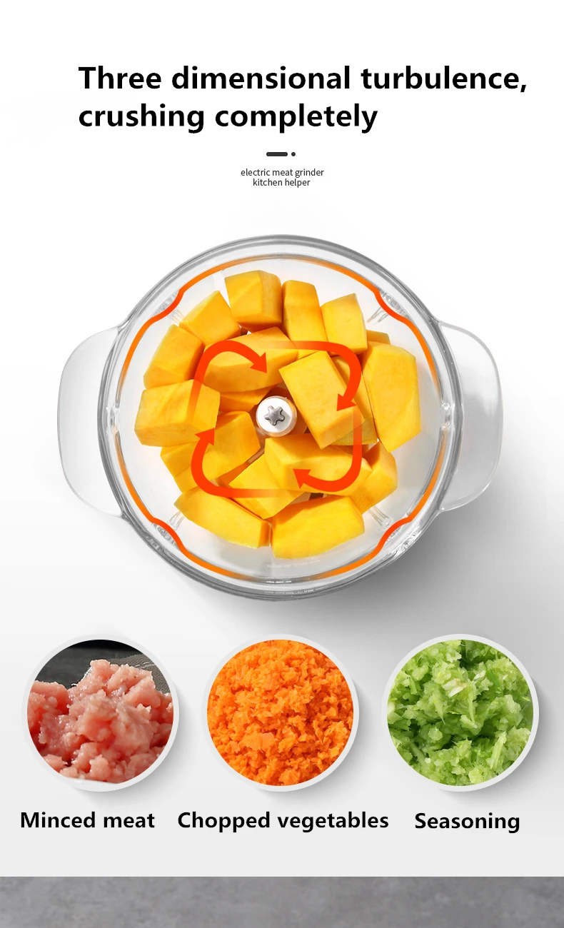 

2L Mincing machine household electric small full-automatic meat stuffing stir chopped vegetables and garlic 300W