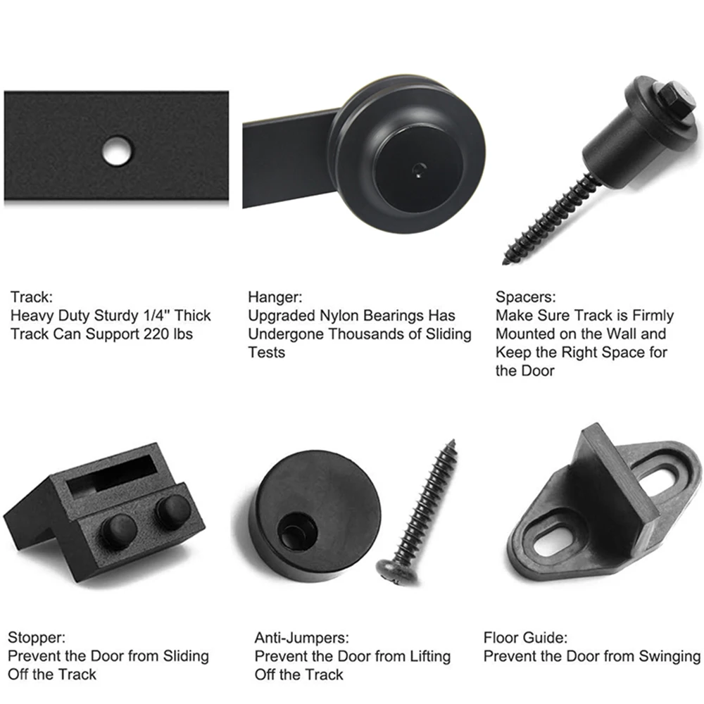 JACHOR 4-16FT J-Shaped Barn Door Slides Hardware Carbon Steel Hanger Roller System Fittings for Single Doors | Обустройство дома