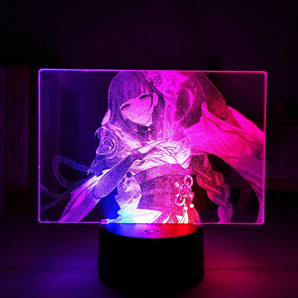 

Colorful Dual Lamp Genshin Impact Raiden Shogun for Kid Bedroom Decor Birthday Gift Genshin Impact Baal Two Tone Led Light