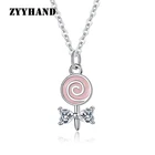 Женское ожерелье из розового золота в форме леденца с чистым камнем, свадебная цепочка в форме сердца с цирконом класса ААА, подвеска-крест, ювелирные изделия