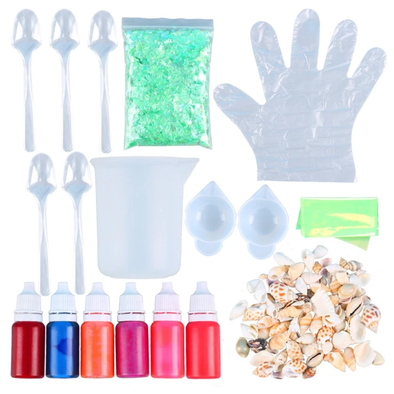 

1 Set Professional Epoxy Resin DIY Materials Kit with Pigment Disposable Gloves Measuring Cup Jewelry Making Tools