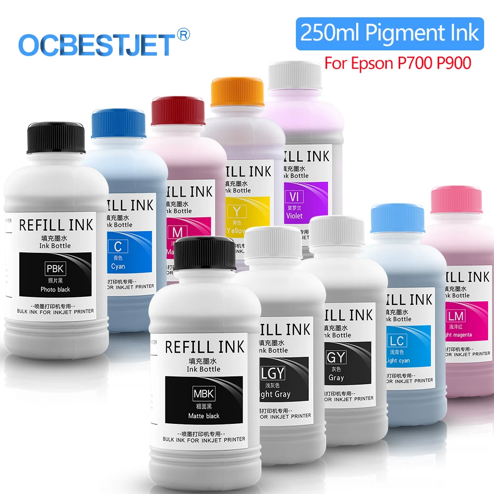 250ML Waterproof Pigment Ink For Epson SureColor P700 P703 P704 P706 708 P900 P903 P904 P906 P908 Printer Refill Ink Kit