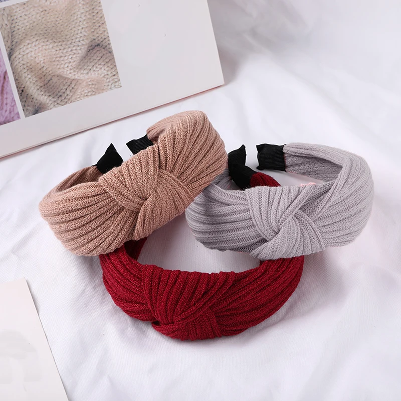 Женский обруч для волос в стиле ретро красная элегантная вязаная повязка с