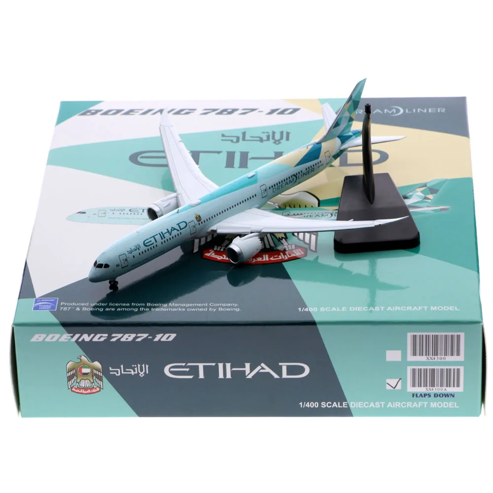 

1:400 Alloy Collectible Plane Gift JC Wings XX4300A Etihad Airways Boeing B787-10 Dreamliner Diecast Aircarft Flaps Down A6-BMH