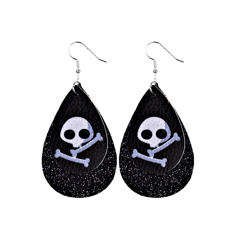

Halloween Leather Dangle Earrings For Women Funny Pumpkin Demon Cat Moon Ghost Skull Drop Earring Festival Party Jewelry Gifts