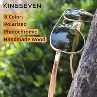 kingseven new photochromic pilot sunglasses men polarized uv400 fashion sunglass mirror wood sun glasses driving oculos