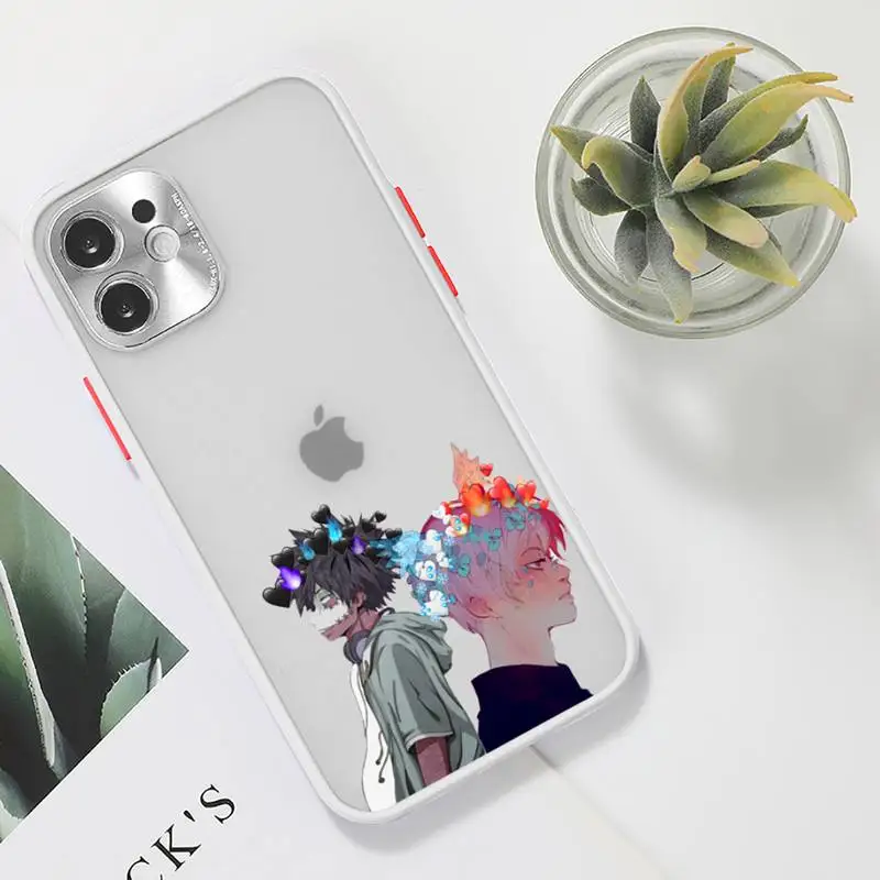 

My hero academia Phone Case For iPhone 12 11 Mini Pro XR XS Max 7 8 Plus X Matte transparent White Back Cover