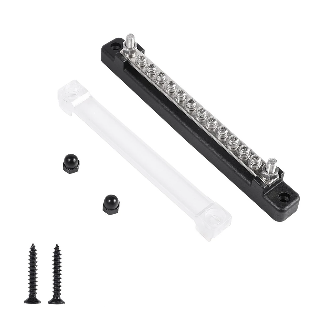 

12 Terminal 130A/150A Bus Bar & Cover Ground Distribution Block Kit Universal Car Boat Marine Power Distribution Terminal Block