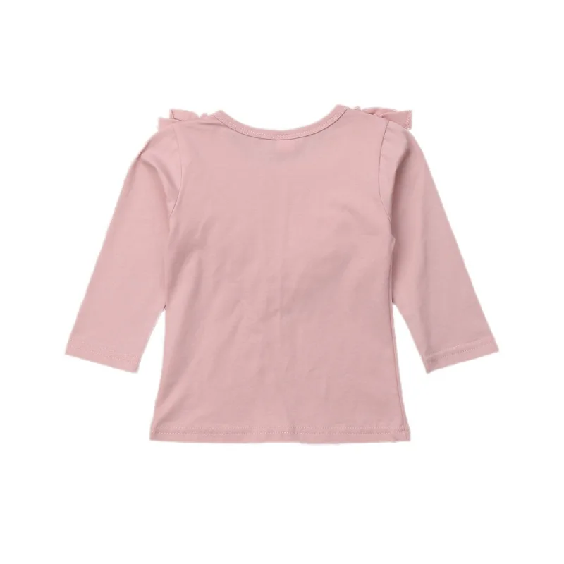 Детская Хлопковая футболка с длинным рукавом оборками 3 цвета|Тройники| |