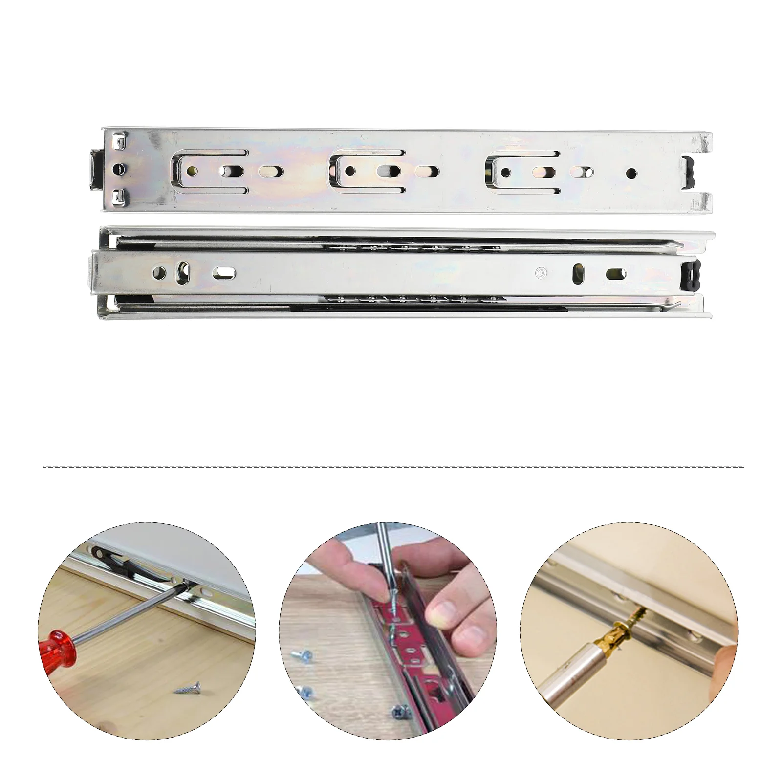 2 пары направляющих для выдвижных ящиков Трехсекционные направляющие мебельные