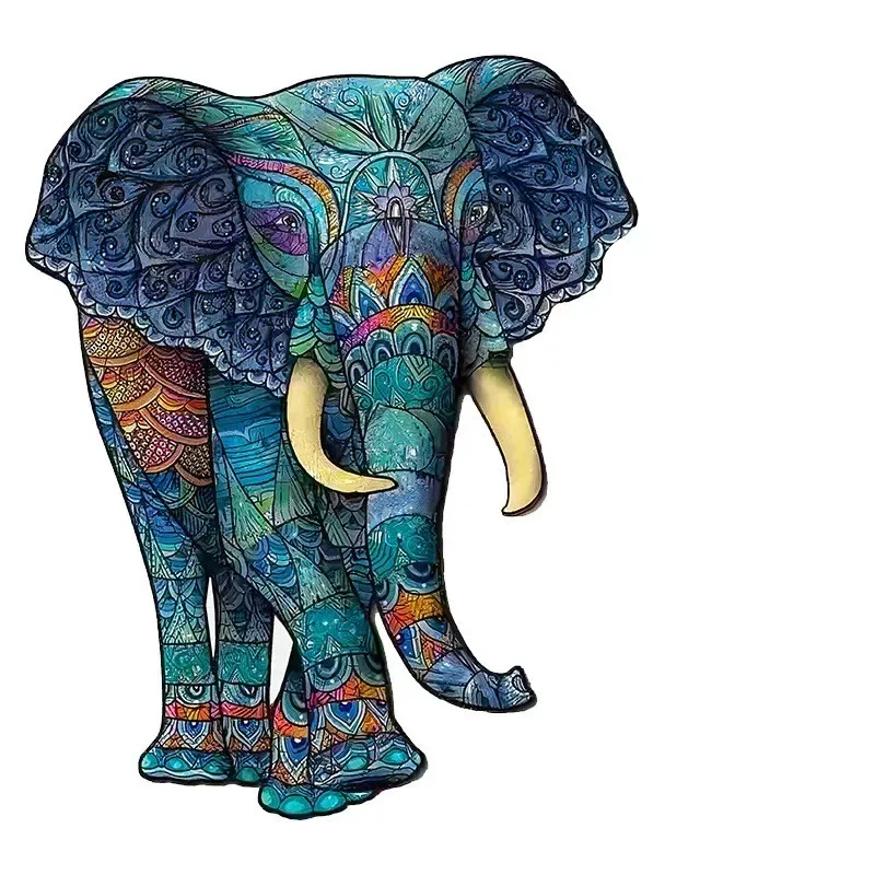 

3D Cat Elephant Jigsaw Puzzle Wooden Puzzle Animals Of Jungle Diy Puzzles Games Gift Cartoon Toy For Adults And Kids Educational